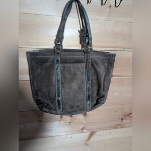 Coach Chocolate Suede Purse..Used 1 Time...Silver Hardware